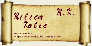 Milica Kolić vizit kartica